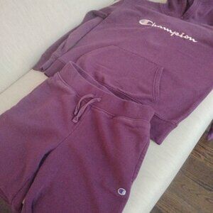 Dark Purple Girls Champion Activewear Set (Hoodie+Sweatpants)